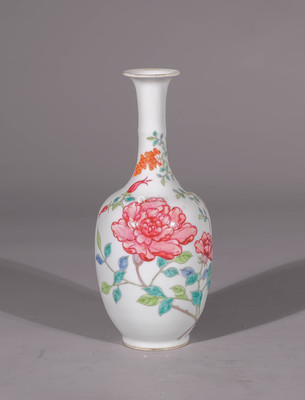 民國 粉彩牡丹紋弦紋瓶 瓷器