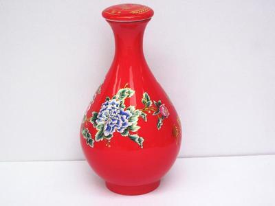 【景德鎮陶瓷中國紅牡丹玉壺春酒瓶 酒壇 5斤裝密封酒具可批發】價格,廠家,圖片,陶瓷包裝容器,景德鎮金泰陶瓷-