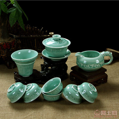 【銘揚陶瓷廠家批發創意禮品茶具套裝正宗龍泉青瓷恬瓷功夫茶具10頭見圖描述】德化縣銘揚陶瓷商行 - 產品庫