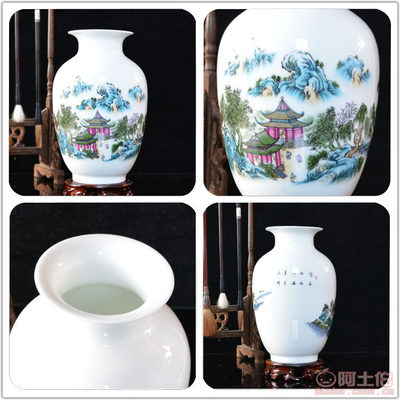 景德鎮粉彩陶瓷花瓶 鴻運當頭的藝術擺件